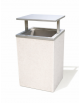 CESTONE GETTACARTE MONOBLOCCO QUADRATO IN CEMENTO COLORE BIANCO PIETRA - TETTUCCIO RIBALTABILE E REGGISACCO - CM 60x60x100H