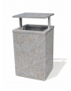 CESTONE GETTACARTE MONOBLOCCO QUADRATO IN CEMENTO COLORE GRIGIO TRAVERTINO - TETTUCCIO RIBALTABILE E REGGISACCO - CM 60x60x100H