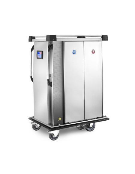 Carrello termorefrigerato a doppia refrigerazione, in acciaio inox AISI 304 18/10 - per 20 vassoi mm 570x325 - cm 114x78x167h