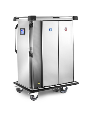 Carrello termorefrigerato a doppia refrigerazione, in acciaio inox AISI 304 18/10 - per 26 vassoi mm 570x325 - cm 114x78x167h
