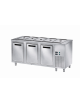 TAVOLO INOX AISI 304 REFRIGERATO SELF-SERVICE, x5 GN 1/1 - 3 ANTE - VASCA H 30 - SENZA SOVRASTRUTTURA IN VETRO - CM 200x80x89h