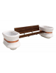 Panchina con schienale e seduta in legno fra 2 fioriere ovali in cemento colore Bianco pietra - cm 280x100x85h - CAM