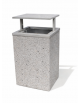 CESTONE GETTACARTE MONOBLOCCO QUADRATO IN CEMENTO COLORE BIANCO SABBIATO - TETTUCCIO RIBALTABILE E REGGISACCO - CM 60x60x100H