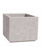 Fioriera quadrata in cemento calcestruzzo per esterno - colore Bianco sabbiato - cm 80x80x80h - Conforme ai CAM