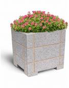 Fioriera Rettangolare con scannellature in cemento calcestruzzo - colore Grigio pietra - cm 85x65x90h - Conforme ai CAM