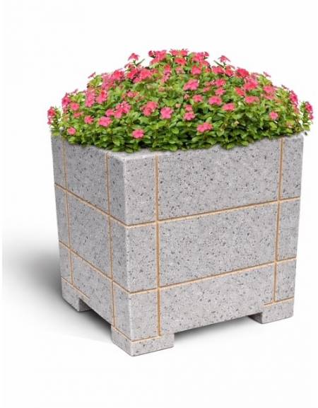 Fioriera Rettangolare con scannellature in cemento calcestruzzo - colore Grigio pietra - cm 85x65x90h - Conforme ai CAM