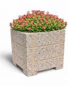 Fioriera Rettangolare con scannellature in cemento calcestruzzo - colore Grigio sabbiato - cm 85x65x90h - Conforme ai CAM