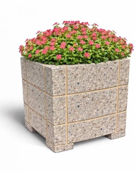 Fioriera Rettangolare con scannellature in cemento calcestruzzo - colore Grigio sabbiato - cm 85x65x90h - Conforme ai CAM