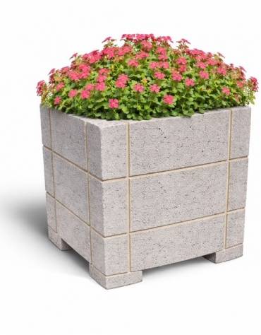 Fioriera Rettangolare con scannellature in cemento calcestruzzo - colore Bianco sabbiato - cm 85x65x90h - Conforme ai CAM