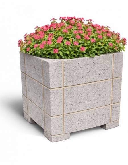 Fioriera Rettangolare con scannellature in cemento calcestruzzo - colore Bianco sabbiato - cm 85x65x90h - Conforme ai CAM