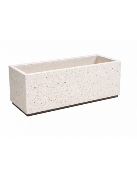 Fioriera rettangolare in cemento calcestruzzo per esterno - colore Bianco travertino - cm 100x40x50h - Conforme ai CAM