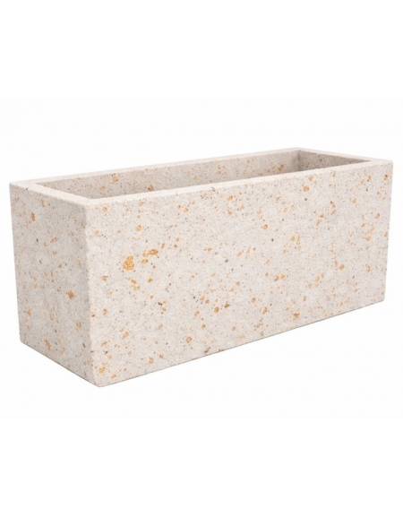 Fioriera rettangolare in cemento calcestruzzo per esterno - colore Bianco travertino - cm 100x50x50h - Conforme ai CAM