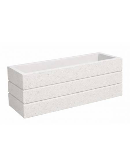 Fioriera rettangolare in cemento calcestruzzo per esterno - colore Bianco pietra - senza zoccolatura - cm 120x40x50h - CAM