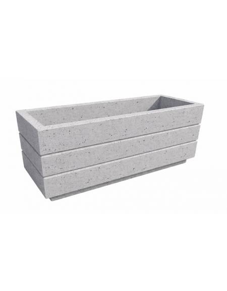 Fioriera rettangolare in cemento calcestruzzo per esterno - colore Grigio pietra - con zoccolatura - cm 120x40x50h - CAM