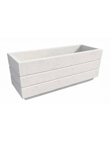 Fioriera rettangolare in cemento calcestruzzo per esterno - colore Bianco pietra - con zoccolatura - cm 120x40x50h - CAM