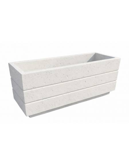 Fioriera rettangolare in cemento calcestruzzo per esterno - colore Bianco pietra - con zoccolatura - cm 80x40x50h - CAM
