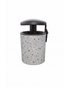Cestone portarifiuti in cemento colore Grigio pietra - con tettuccio ribaltabile + anello reggisacco - cm Ø60x100h - CAM