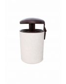 Cestone portarifiuti in cemento colore Bianco pietra - con tettuccio ribaltabile + anello reggisacco - cm Ø60x100h - CAM