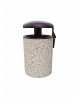Cestone portarifiuti in cemento colore Grigio sabbiato - con tettuccio ribaltabile + anello reggisacco - cm Ø60x100h - CAM