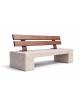 PANCHINA IN CEMENTO CALCESTRUZZO SPESSORE 12 CM - COLORE GRIGIO TRAVERTINO - CON SCHIENALE IN LEGNO - CM 200X50X85H