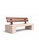 PANCHINA IN CEMENTO CALCESTRUZZO SPESSORE 12 CM - COLORE BIANCO TRAVERTINO - CON SCHIENALE IN LEGNO - CM 200X50X85H
