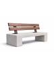 PANCHINA IN CEMENTO CALCESTRUZZO SPESSORE 12 CM - COLORE BIANCO SABBIATO - CON SCHIENALE IN LEGNO - CM 200X50X85H