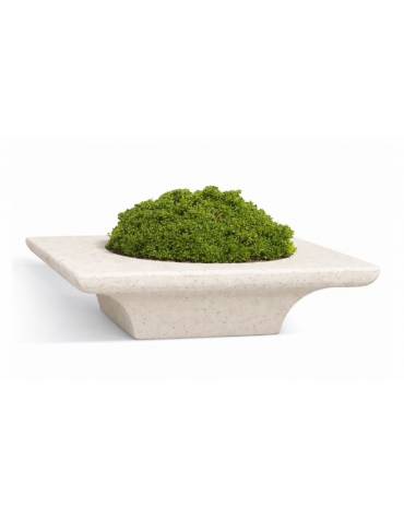 Panchina quadrata in cemento con fioriera centrale - colore Bianco pietra - cm 190x190x50h - Conforme ai CAM