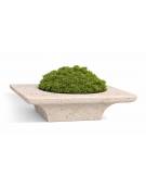 Panchina quadrata in cemento con fioriera centrale - colore Bianco travertino - cm 190x190x50h - Conforme ai CAM