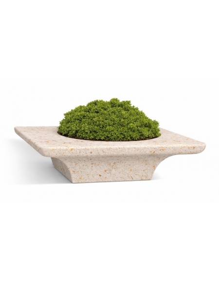 Panchina quadrata in cemento con fioriera centrale - colore Bianco travertino - cm 190x190x50h - Conforme ai CAM