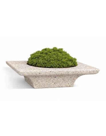 Panchina quadrata in cemento con fioriera centrale - colore Bianco sabbiato - cm 190x190x50h - Conforme ai CAM