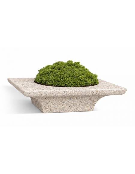 Panchina quadrata in cemento con fioriera centrale - colore Bianco sabbiato - cm 190x190x50h - Conforme ai CAM