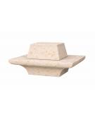 Panchina quadrata in cemento con schienale e fioriera centrale - colore Bianco travertino - cm 190x190x90h - Conforme ai CAM