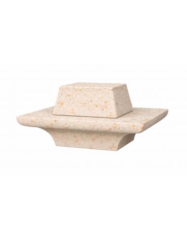 Panchina quadrata in cemento con schienale e fioriera centrale - colore Bianco travertino - cm 190x190x90h - Conforme ai CAM