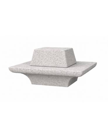 Panchina quadrata in cemento con schienale e fioriera centrale - colore Bianco sabbiato - cm 190x190x90h - Conforme ai CAM