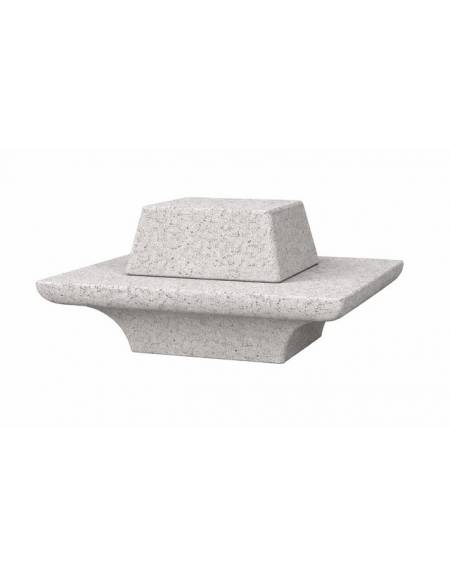 Panchina quadrata in cemento con schienale e fioriera centrale - colore Bianco sabbiato - cm 190x190x90h - Conforme ai CAM