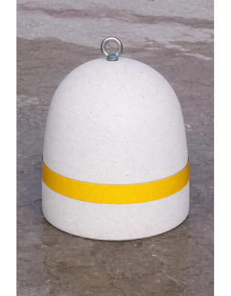 DISSUASORE VERTICALE BASSO IN CEMENTO CON FASCIA CATARIFRANGENTE - COLORE BIANCO PIETRA - DIAMETRO CM 40 ALTEZZA CM 45