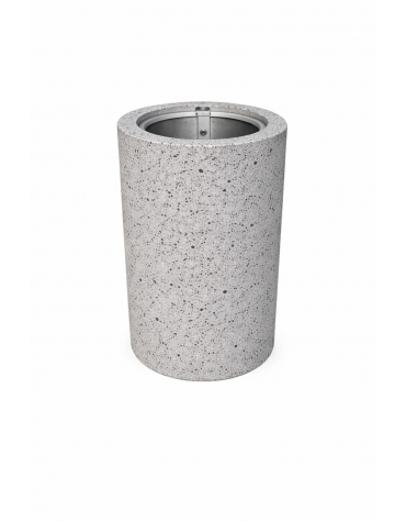 Cestone portarifiuti gettacarte in cemento colore Grigio pietra - con anello reggisacco - cm Ø50x70h - Conforme ai CAM