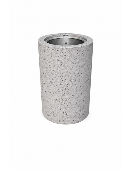 Cestone portarifiuti gettacarte in cemento colore Grigio pietra - con anello reggisacco - cm Ø50x70h - Conforme ai CAM