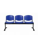 Panca di attesa 3 posti sedile e schienale in plastica ignifuga - cm 153x57x87h