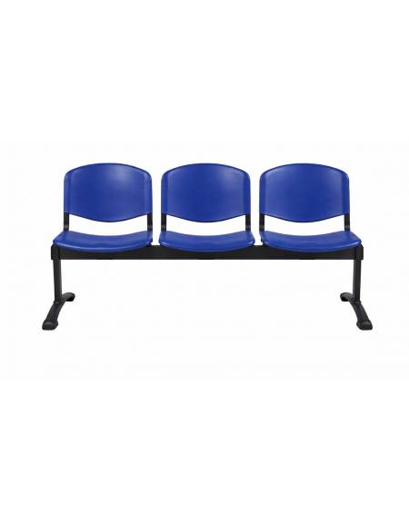 Panca di attesa 3 posti sedile e schienale in plastica ignifuga - cm 153x57x87h