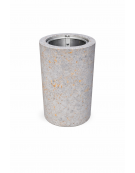 Cestone portarifiuti gettacarte in cemento colore Grigio travertino - con anello reggisacco - cm Ø50x70h - Conforme ai CAM