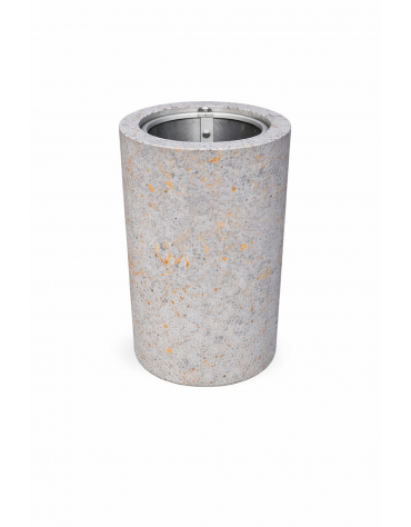 Cestone portarifiuti gettacarte in cemento colore Grigio travertino - con anello reggisacco - cm Ø50x70h - Conforme ai CAM