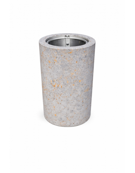 Cestone portarifiuti gettacarte in cemento colore Grigio travertino - con anello reggisacco - cm Ø50x70h - Conforme ai CAM