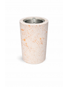 Cestone portarifiuti gettacarte in cemento colore Bianco travertino - con anello reggisacco - cm Ø50x70h - Conforme ai CAM