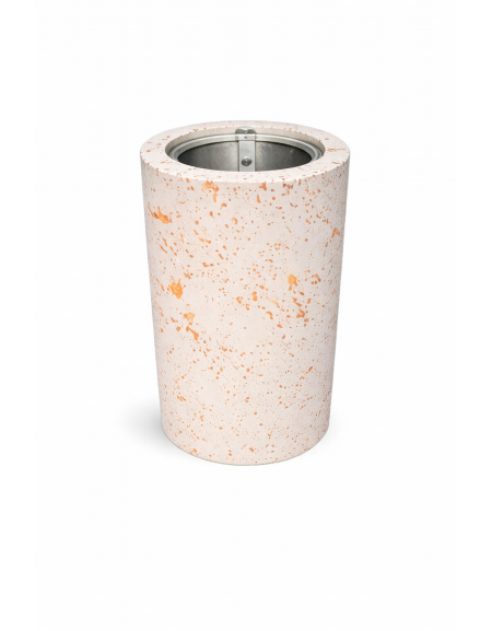 Cestone portarifiuti gettacarte in cemento colore Bianco travertino - con anello reggisacco - cm Ø50x70h - Conforme ai CAM