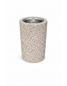 Cestone portarifiuti gettacarte in cemento colore Grigio sabbiato - con anello reggisacco - cm Ø50x70h - Conforme ai CAM