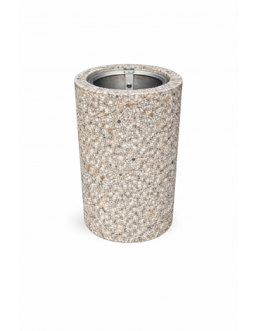Cestone portarifiuti gettacarte in cemento colore Grigio sabbiato - con anello reggisacco - cm Ø50x70h - Conforme ai CAM