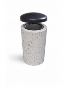 Cestone portarifiuti in cemento colore Grigio pietra - con coperchio ribaltabile + anello reggisacco - cm Ø50x100h - CAM