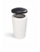 Cestone portarifiuti in cemento colore Bianco pietra - con coperchio ribaltabile + anello reggisacco - cm Ø50x100h - CAM