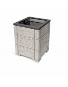 CESTONE GETTACARTE QUADRATO CON SCANALATURE IN CALCESTRUZZO COLORE GRIGIO PIETRA - CM 60x60x70H - Conforme ai CAM